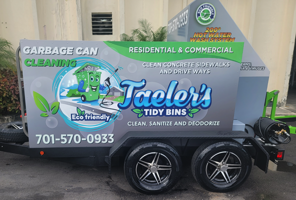 Our vehicle arrives to clean your bins